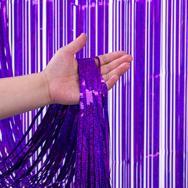 فرنج دکوراسیون رنگ بنفش تندیس پس زمینه 3.2ft*8.2ft Streamer Curtain Backdrop