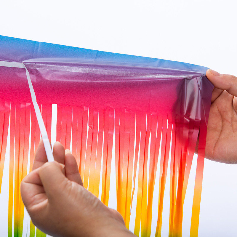 ضد باکتری رنگین کمان فرنج پس زمینه 1*1m 1*2m پرده فولادی چندرنگ